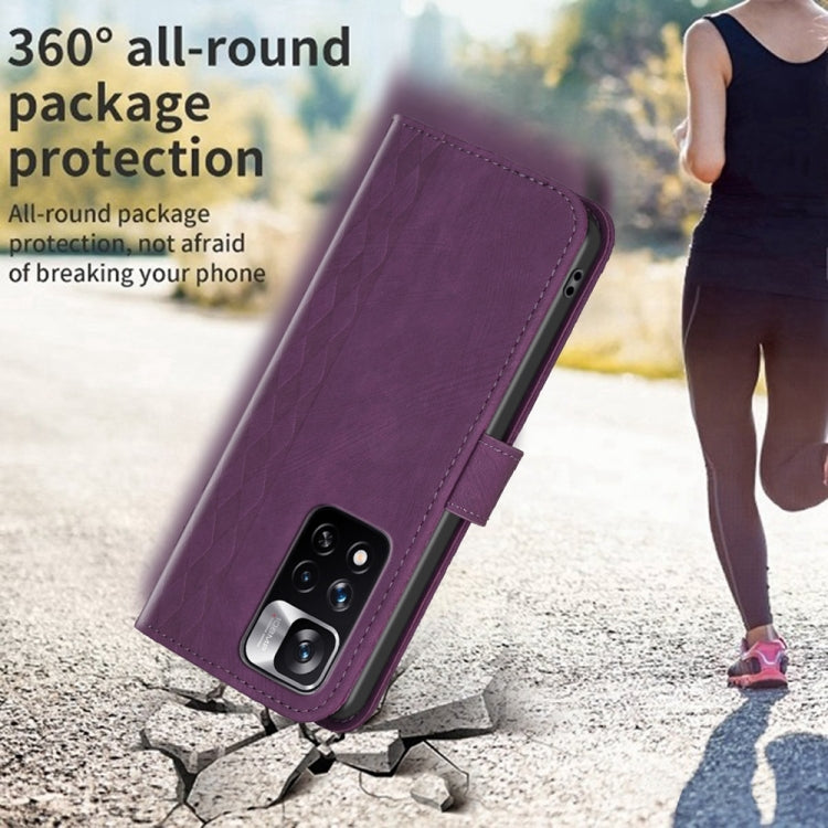 For Xiaomi Redmi Note 11 Pro Plaid Embossed Leather Phone Case(Purple) by buy2fix