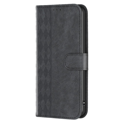 For Xiaomi Redmi Note 12 4G Global Plaid Embossed Leather Phone Case(Black) by buy2fix