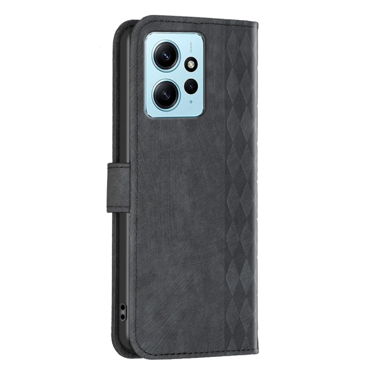 For Xiaomi Redmi Note 12 4G Global Plaid Embossed Leather Phone Case(Black) by buy2fix