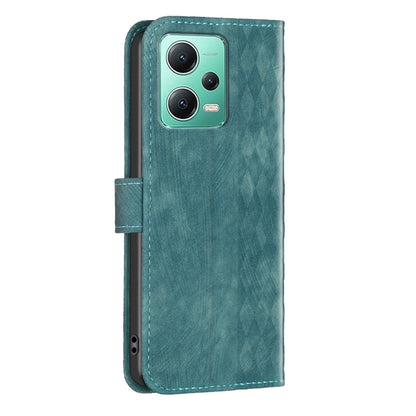 For Xiaomi Redmi Note 12 5G Global Plaid Embossed Leather Phone Case(Green) by buy2fix