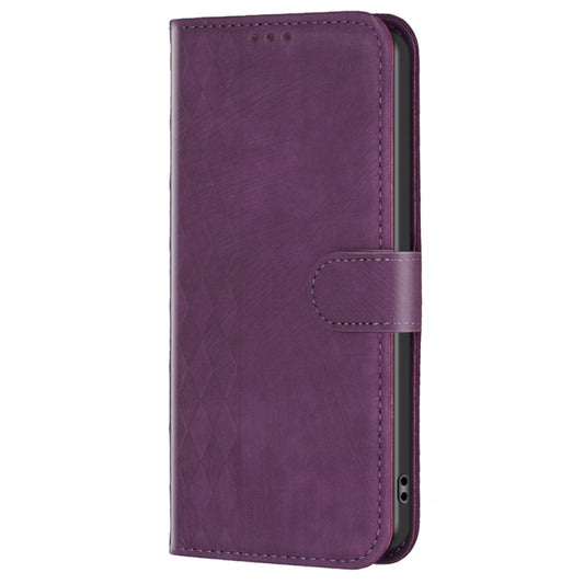 For Xiaomi Redmi Note 12 5G Global Plaid Embossed Leather Phone Case(Purple) by buy2fix