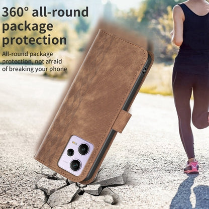 For Xiaomi Redmi Note 12 Pro Global Plaid Embossed Leather Phone Case(Brown) by buy2fix