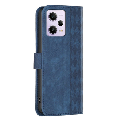 For Xiaomi Redmi Note 12 Pro Global Plaid Embossed Leather Phone Case(Blue) by buy2fix