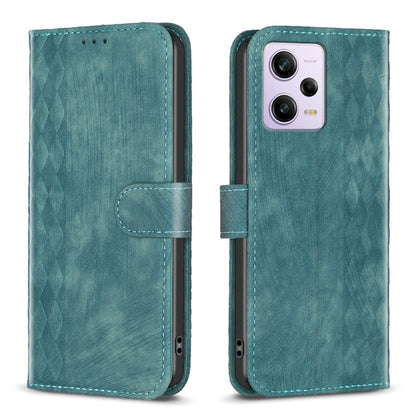 For Xiaomi Redmi Note 12 Pro Global Plaid Embossed Leather Phone Case(Green) by buy2fix
