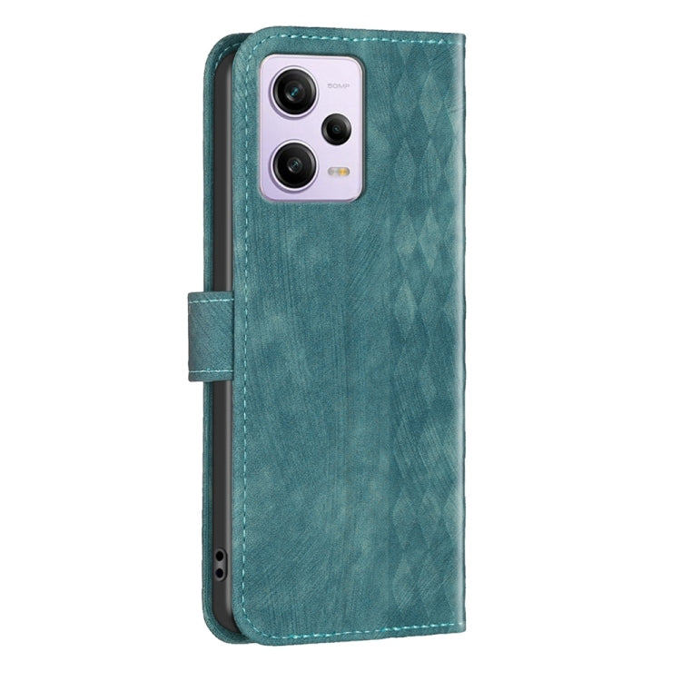 For Xiaomi Redmi Note 12 Pro Global Plaid Embossed Leather Phone Case(Green) by buy2fix