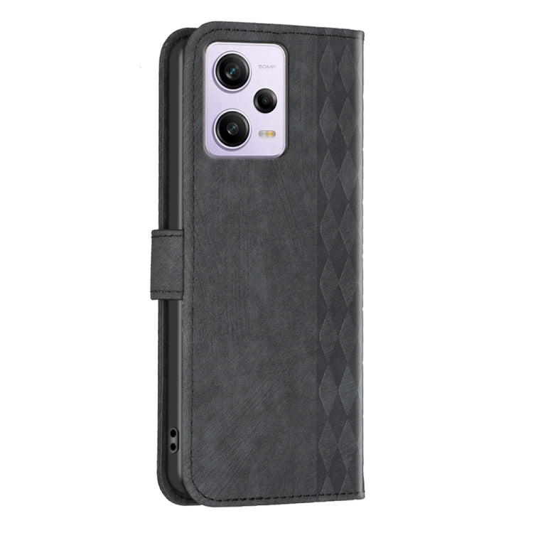 For Xiaomi Redmi Note 12 Pro Global Plaid Embossed Leather Phone Case(Black) by buy2fix
