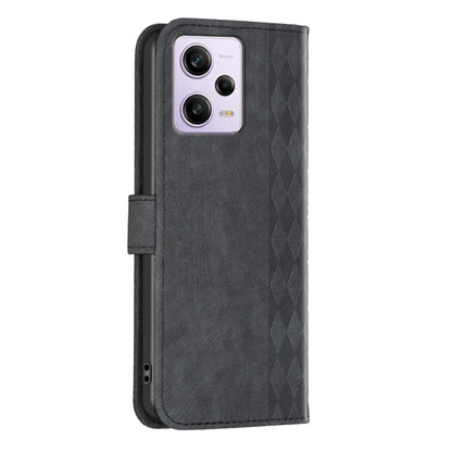 For Xiaomi Redmi Note 12 Pro Global Plaid Embossed Leather Phone Case(Black) by buy2fix