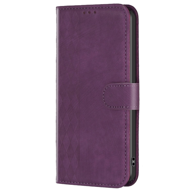 For Xiaomi Redmi Note 12 Pro Global Plaid Embossed Leather Phone Case(Purple) by buy2fix