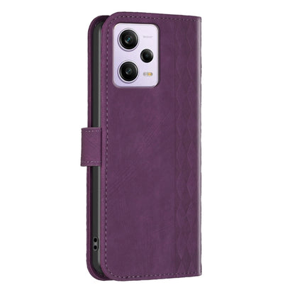 For Xiaomi Redmi Note 12 Pro Global Plaid Embossed Leather Phone Case(Purple) by buy2fix