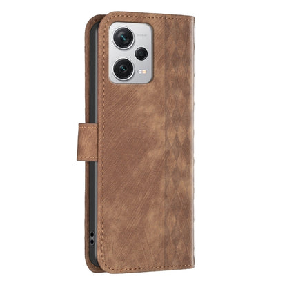 For Xiaomi Redmi Note 12 Pro+ Global Plaid Embossed Leather Phone Case(Brown) by buy2fix