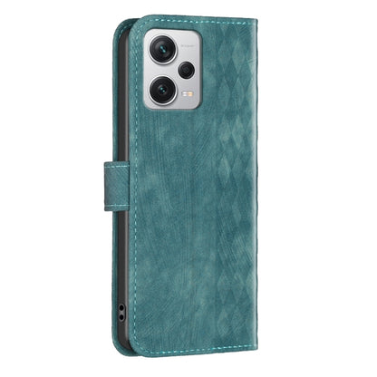 For Xiaomi Redmi Note 12 Pro+ Global Plaid Embossed Leather Phone Case(Green) by buy2fix