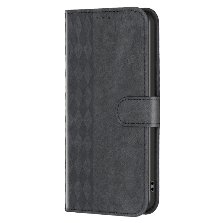 For Xiaomi Redmi Note 12 Pro+ Global Plaid Embossed Leather Phone Case(Black) by buy2fix