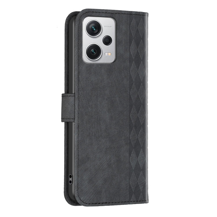 For Xiaomi Redmi Note 12 Pro+ Global Plaid Embossed Leather Phone Case(Black) by buy2fix