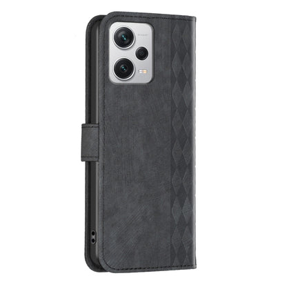 For Xiaomi Redmi Note 12 Pro+ Global Plaid Embossed Leather Phone Case(Black) by buy2fix