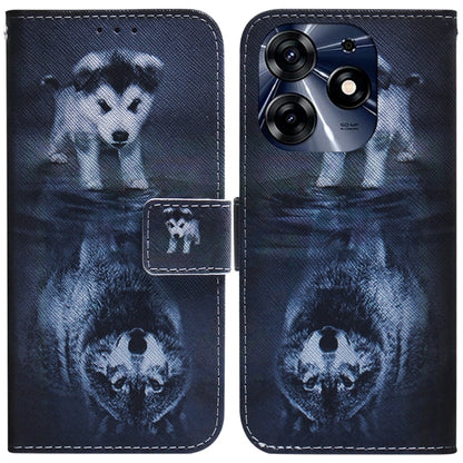For Tecno Spark 10 Pro Coloured Drawing Flip Leather Phone Case(Wolf and Dog) by buy2fix