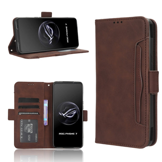 For ASUS ROG Phone 7 Skin Feel Calf Texture Card Slots Leather Phone Case(Brown) by buy2fix