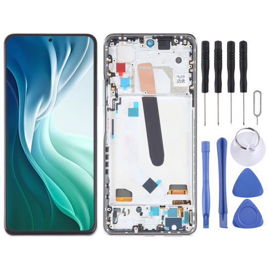 OLED LCD Screen For Xiaomi 11X Digitizer Full Assembly with Frame(Silver)