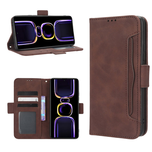 For Xiaomi Poco F5 Pro / Redmi K60 5G Skin Feel Calf Texture Card Slots Leather Phone Case(Brown) - Xiaomi Cases by buy2fix | Online Shopping UK | buy2fix