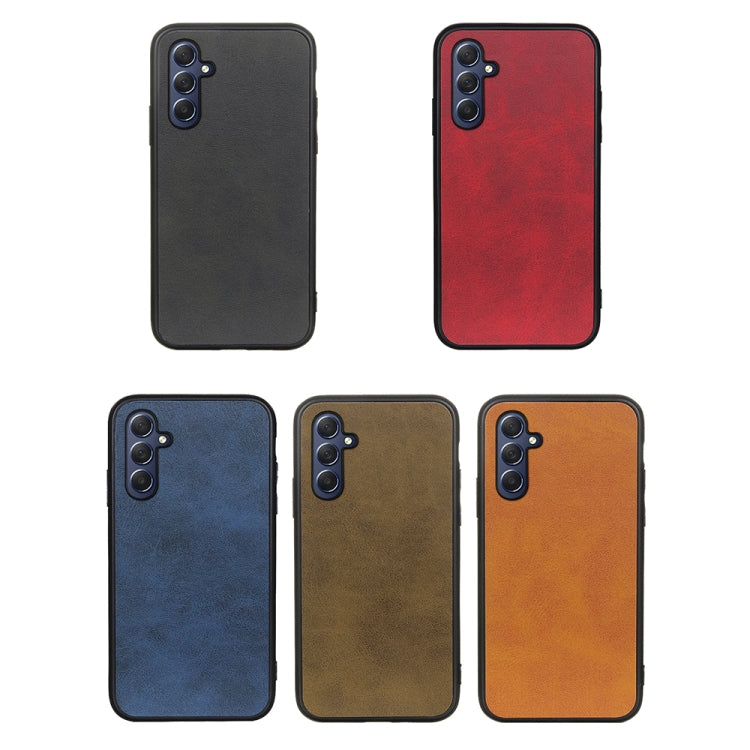 For Samsung Galaxy M54 5G Two-color Calf Texture Shockproof Phone Case(Brown) by buy2fix