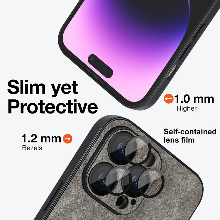 For iPhone 14 Pro Max Skin Feel Leather MagSafe Magnetic Phone Case(Grey) - iPhone 14 Pro Max Cases by buy2fix | Online Shopping UK | buy2fix