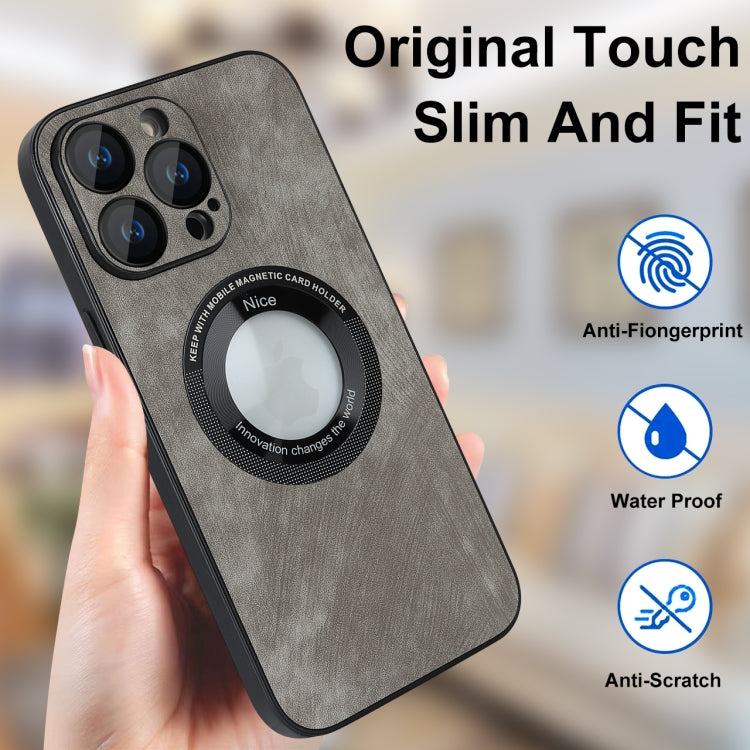 For iPhone 14 Pro Max Skin Feel Leather MagSafe Magnetic Phone Case(Grey) - iPhone 14 Pro Max Cases by buy2fix | Online Shopping UK | buy2fix