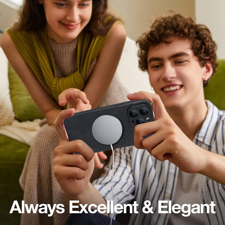 For iPhone 11 Pro Max Skin Feel Leather MagSafe Magnetic Phone Case(Black) - iPhone 11 Pro Max Cases by buy2fix | Online Shopping UK | buy2fix