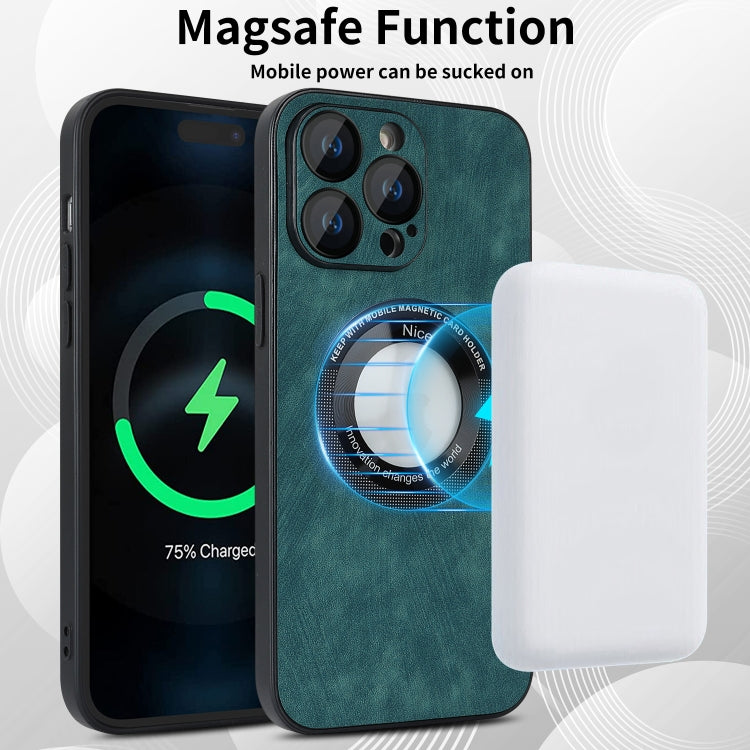 For iPhone 11 Pro Skin Feel Leather MagSafe Magnetic Phone Case(Green) by buy2fix