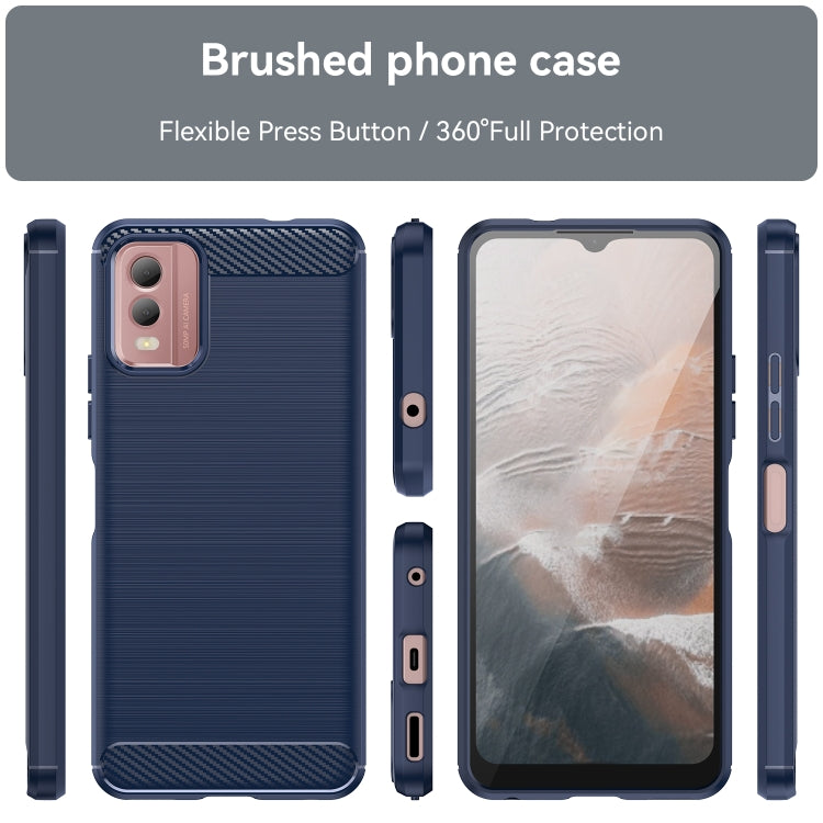 For Nokia C32 Brushed Texture Carbon Fiber TPU Phone Case(Blue) by buy2fix