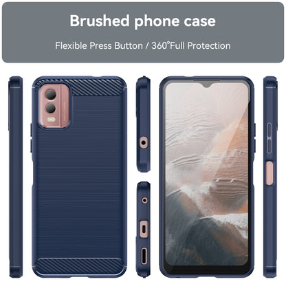 For Nokia C32 Brushed Texture Carbon Fiber TPU Phone Case(Blue) by buy2fix