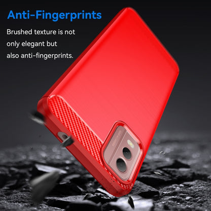 For Nokia C32 Brushed Texture Carbon Fiber TPU Phone Case(Red) by buy2fix