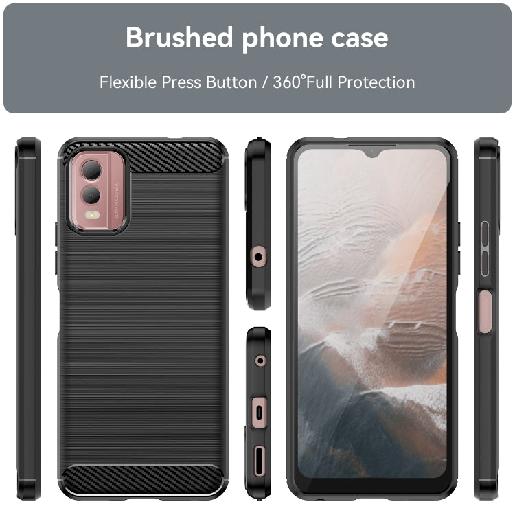 For Nokia C32 Brushed Texture Carbon Fiber TPU Phone Case(Black) by buy2fix