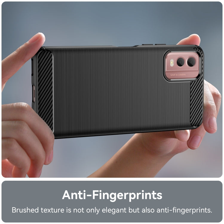 For Nokia C32 Brushed Texture Carbon Fiber TPU Phone Case(Black) by buy2fix