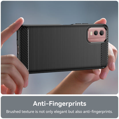 For Nokia C32 Brushed Texture Carbon Fiber TPU Phone Case(Black) by buy2fix