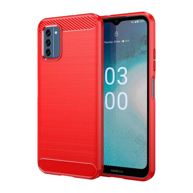 For Nokia C300 Brushed Texture Carbon Fiber TPU Phone Case(Red) by buy2fix
