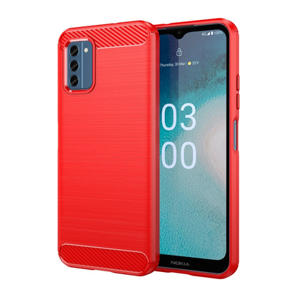 For Nokia C300 Brushed Texture Carbon Fiber TPU Phone Case(Red) by buy2fix