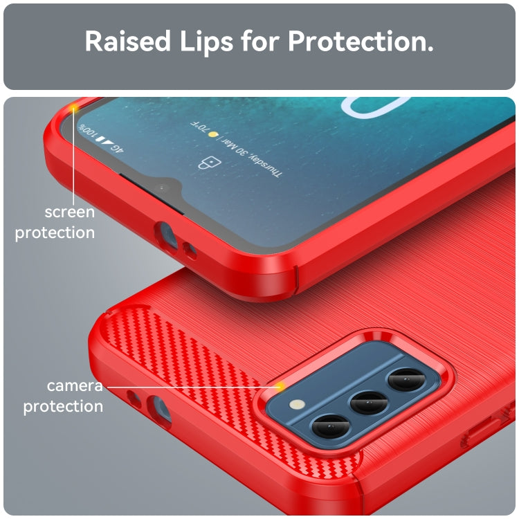 For Nokia C300 Brushed Texture Carbon Fiber TPU Phone Case(Red) by buy2fix