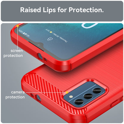 For Nokia C300 Brushed Texture Carbon Fiber TPU Phone Case(Red) by buy2fix