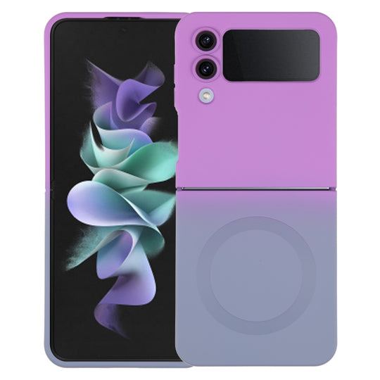 For Samsung Galaxy Z Flip3 5G Liquid TPU Silicone Gradient MagSafe Phone Case(Purple Grey)