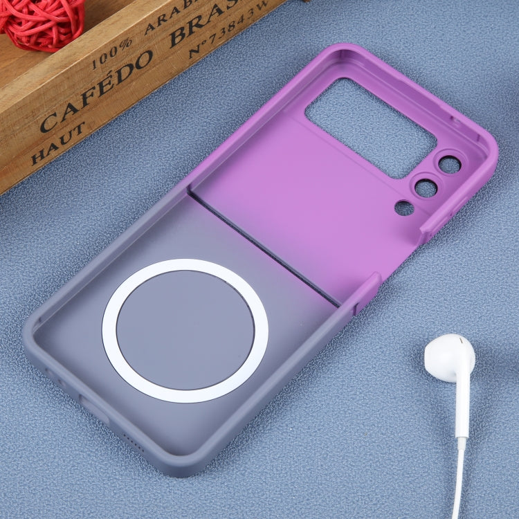 For Samsung Galaxy Z Flip3 5G Liquid TPU Silicone Gradient MagSafe Phone Case(Purple Grey) by buy2fix
