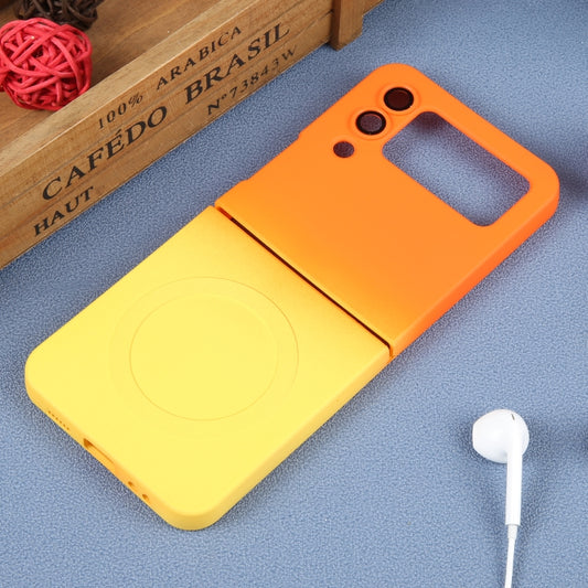 For Samsung Galaxy Z Flip3 5G Liquid TPU Silicone Gradient MagSafe Phone Case(Orange Yellow) by buy2fix