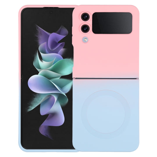 For Samsung Galaxy Z Flip3 5G Liquid TPU Silicone Gradient MagSafe Phone Case(Pink Blue)