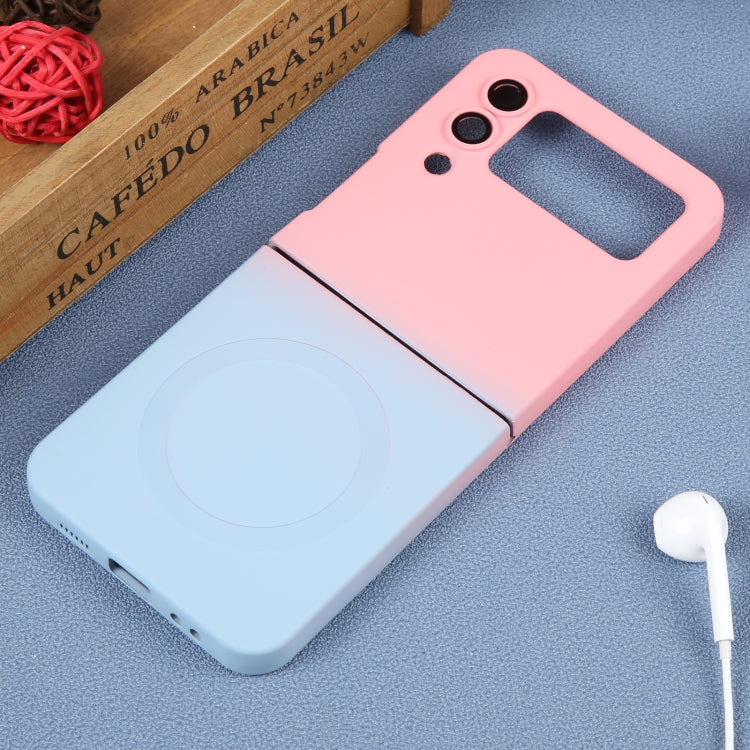 For Samsung Galaxy Z Flip3 5G Liquid TPU Silicone Gradient MagSafe Phone Case(Pink Blue) by buy2fix
