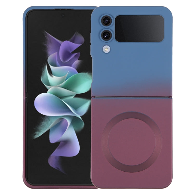 For Samsung Galaxy Z Flip3 5G Liquid TPU Silicone Gradient MagSafe Phone Case(Blue Purple) by buy2fix