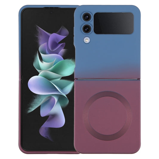 For Samsung Galaxy Z Flip3 5G Liquid TPU Silicone Gradient MagSafe Phone Case(Blue Purple) by buy2fix