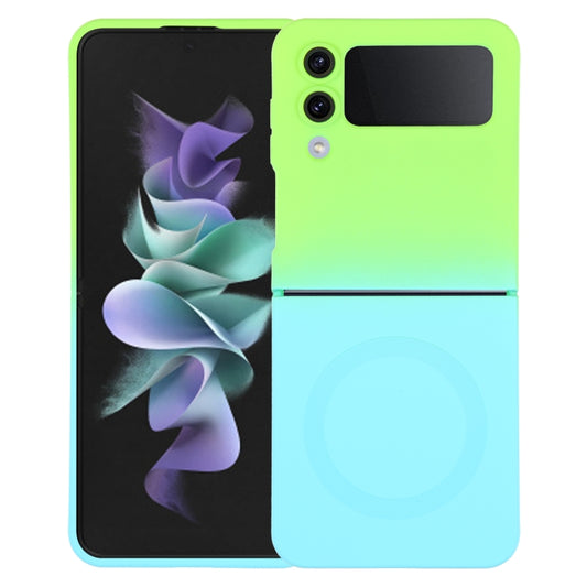 For Samsung Galaxy Z Flip3 5G Liquid TPU Silicone Gradient MagSafe Phone Case(Cyan Blue) by buy2fix