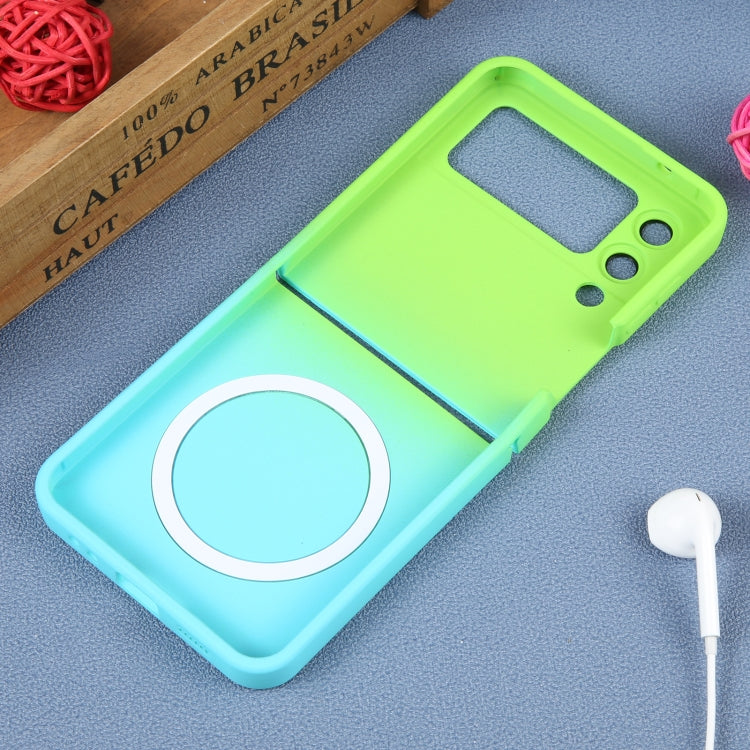 For Samsung Galaxy Z Flip3 5G Liquid TPU Silicone Gradient MagSafe Phone Case(Cyan Blue) by buy2fix