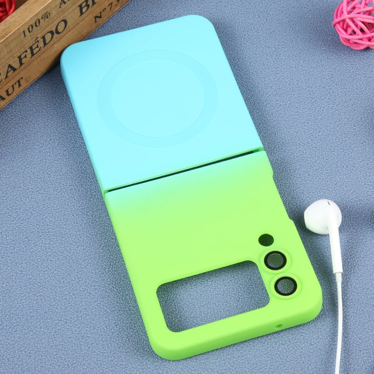 For Samsung Galaxy Z Flip3 5G Liquid TPU Silicone Gradient MagSafe Phone Case(Cyan Blue) by buy2fix