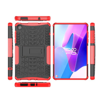 For Lenovo Tab M8 4th Gen Tire Texture TPU + PC Tablet Case with Holder(Red) - Lenovo by buy2fix | Online Shopping UK | buy2fix