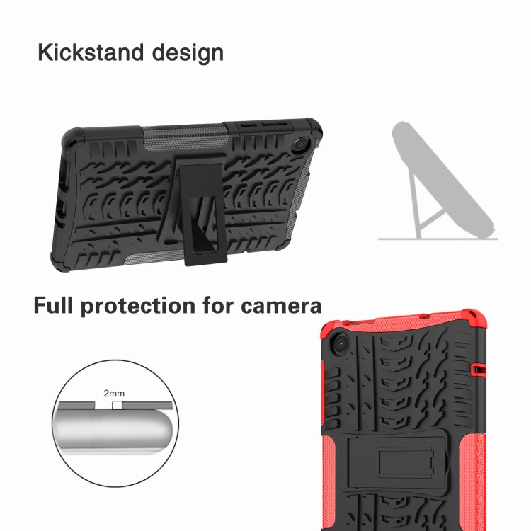 For Lenovo Tab M8 4th Gen Tire Texture TPU + PC Tablet Case with Holder(Red) - Lenovo by buy2fix | Online Shopping UK | buy2fix
