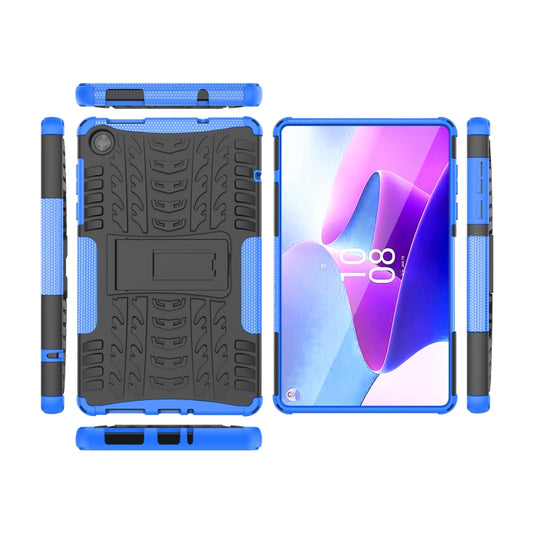 For Lenovo Tab M8 4th Gen Tire Texture TPU + PC Tablet Case with Holder(Blue) - Lenovo by buy2fix | Online Shopping UK | buy2fix